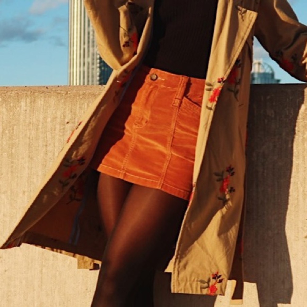 Free people orange mini skirt size 2